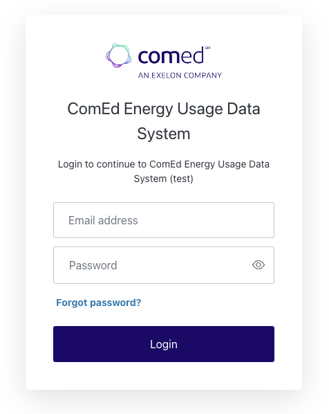 Energy Usage Data System Login Screen