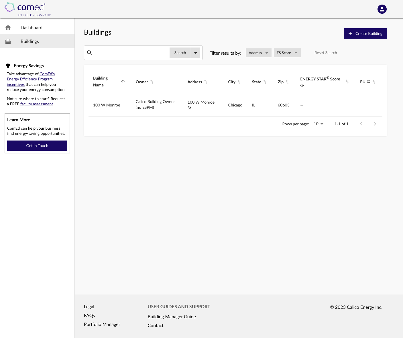 Energy Usage Data System Buildings List