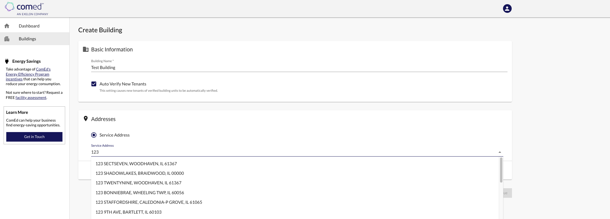 Energy Usage Data System Create Building