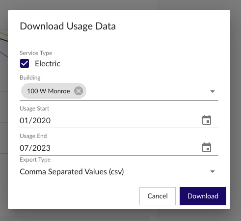 Energy Usage Data System Download Usage Data