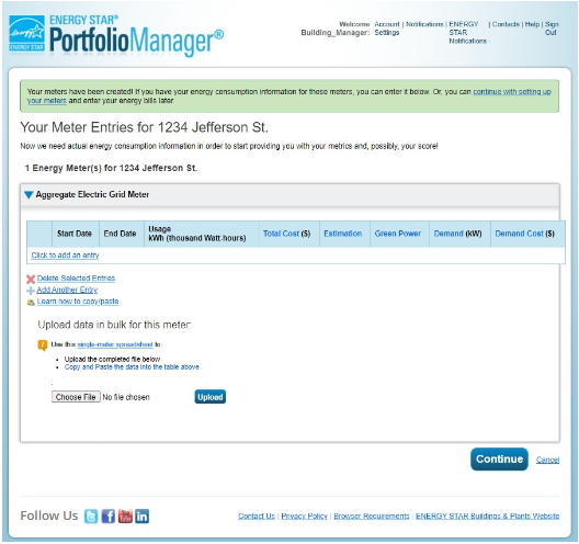 ENERGY STAR Your Meter Entries