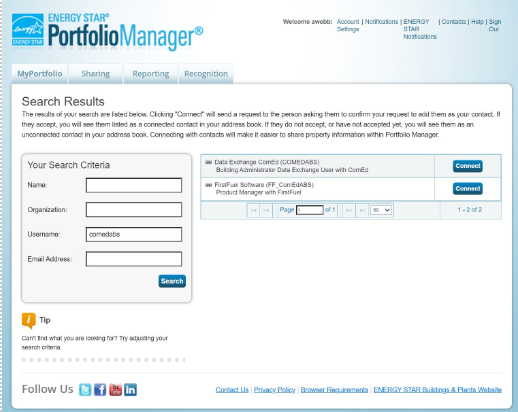 ENERGY STAR Send Connection Request